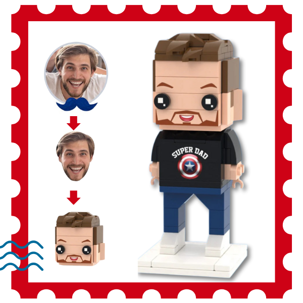 Father's Day Gifts for Dad Custom Head Brick Figures Super Dad Brick Figures Small Particle Block Toy