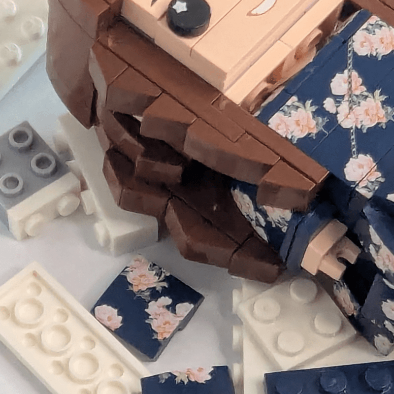 Front view of a single custom personalised mini figure from Brick-You