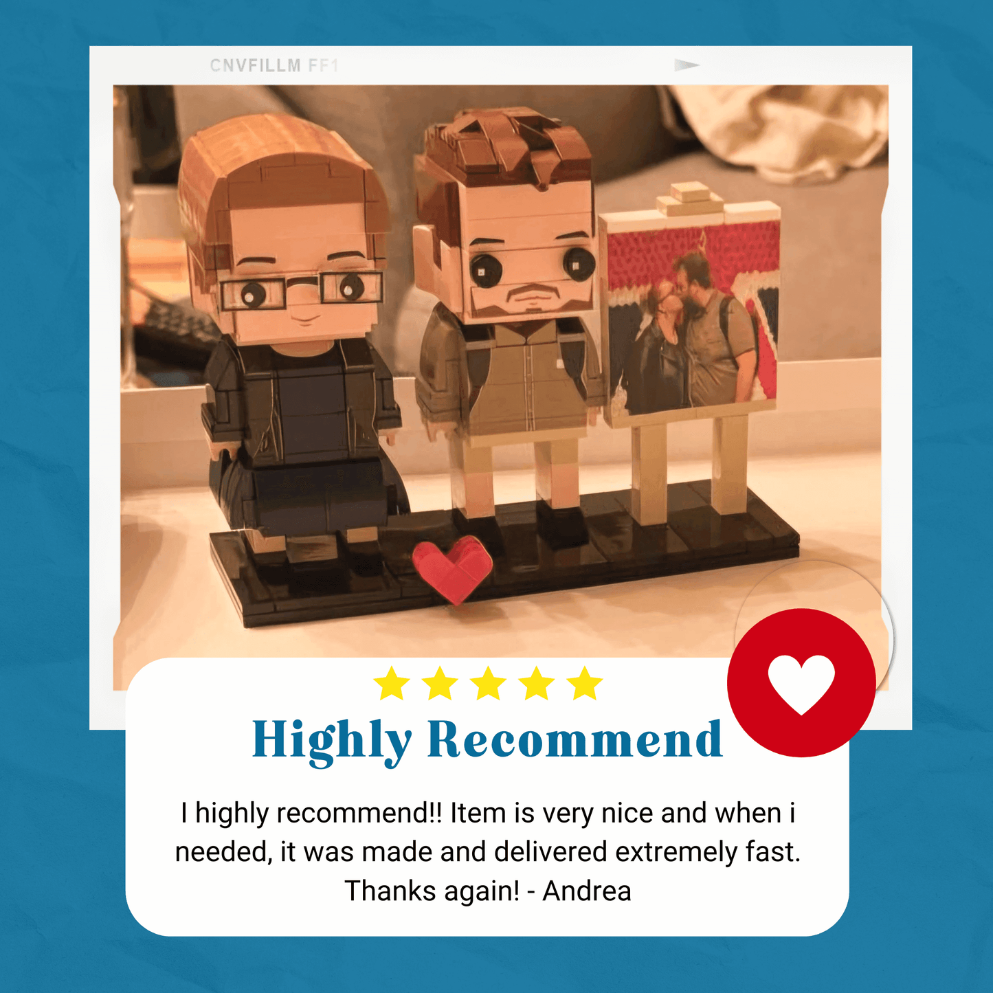 Custom Couple Gift – 2 People Brick Figures with Easel - Brick-You