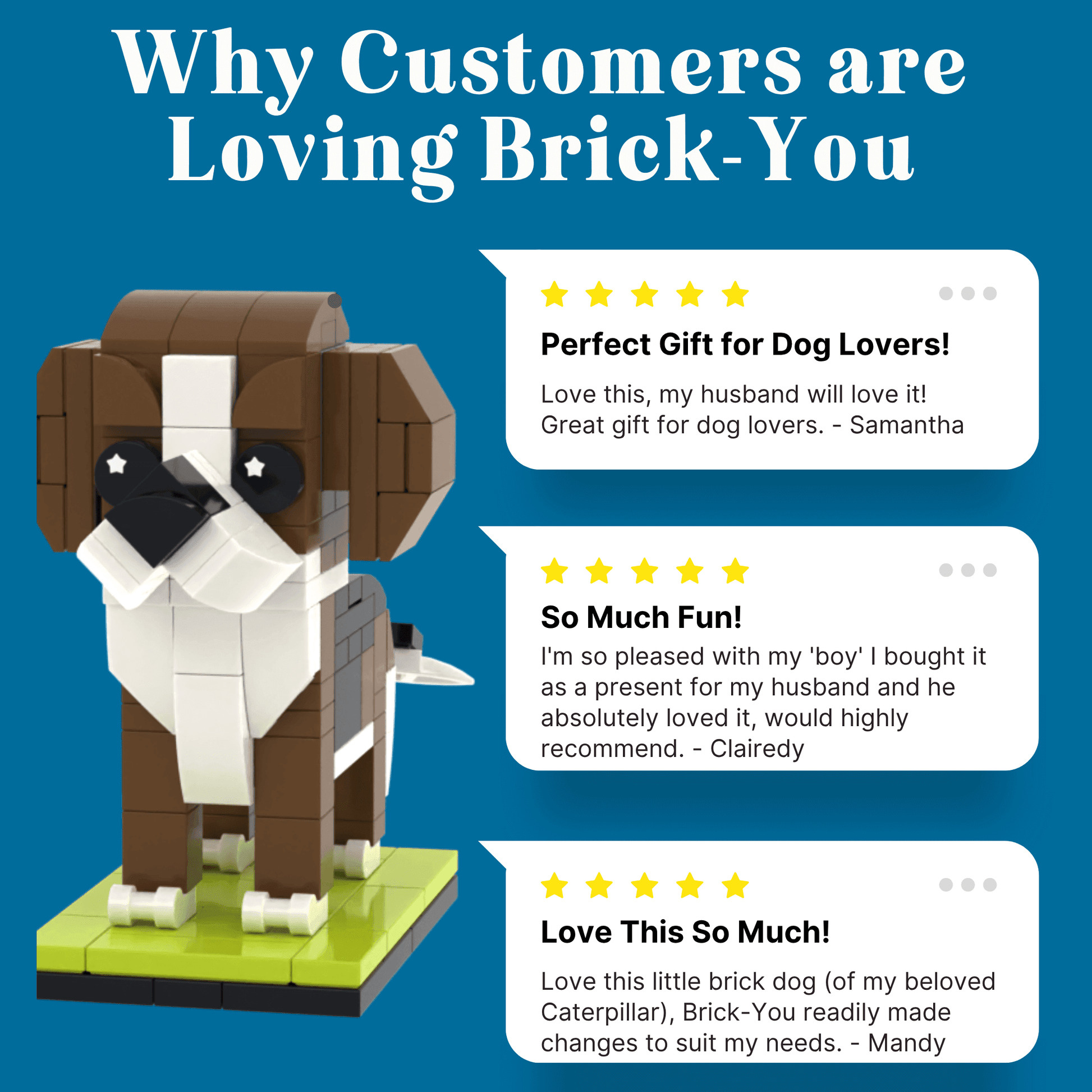 Personalized Dog Owner Gifts – Custom Mini Figures of You and Your Dog - Brick-You