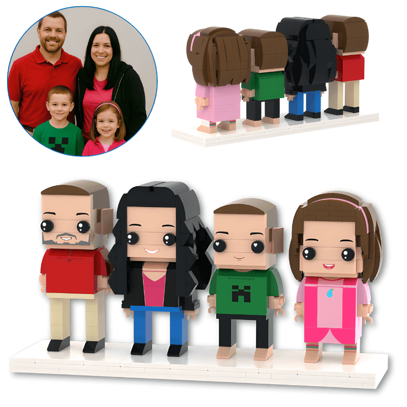 4-Person Custom Mini Figures – Brick People From Your Pictures - Brick-You