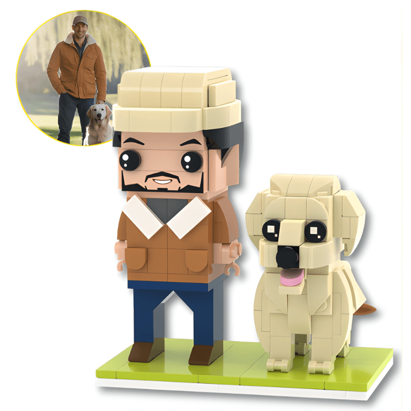 Personalized Dog Owner Gifts – Custom Mini Figures of You and Your Dog - Brick-You