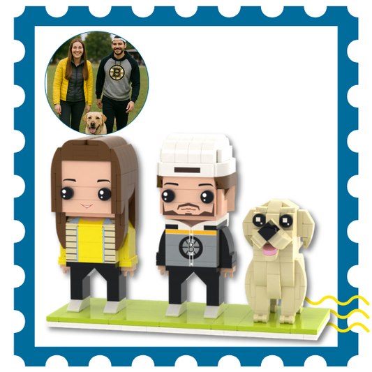 Couple with Dog Brick Figures