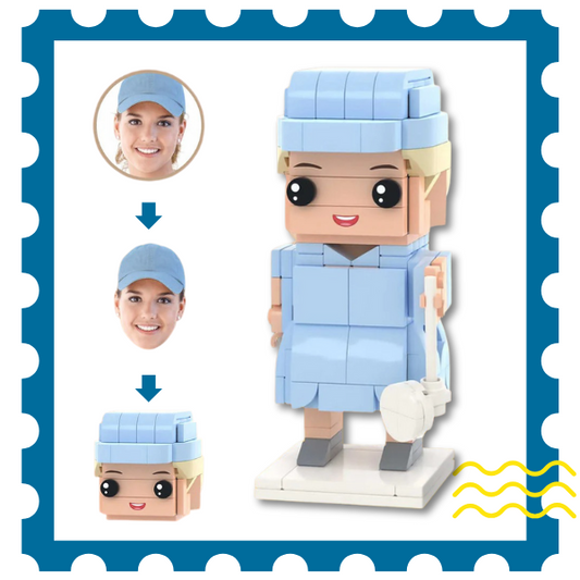 Customized Head Female Golfers Figures Small Particle Block Toy Customizable Brick Art Gifts