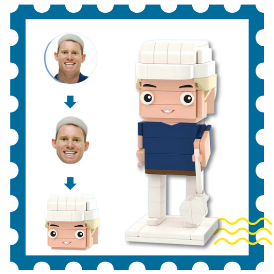 Customized Head Male Golfers Figures Small Particle Block Toy Customizable Brick Art Gifts