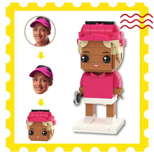 Customized Head Female Tennis Players Figures Small Particle Block Toy Customizable Brick Art Gifts