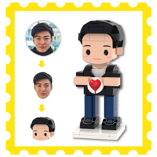 Custom Cute Head Brick Figures Man Show Love Brick Figures Personalized 1 People Brick Figures