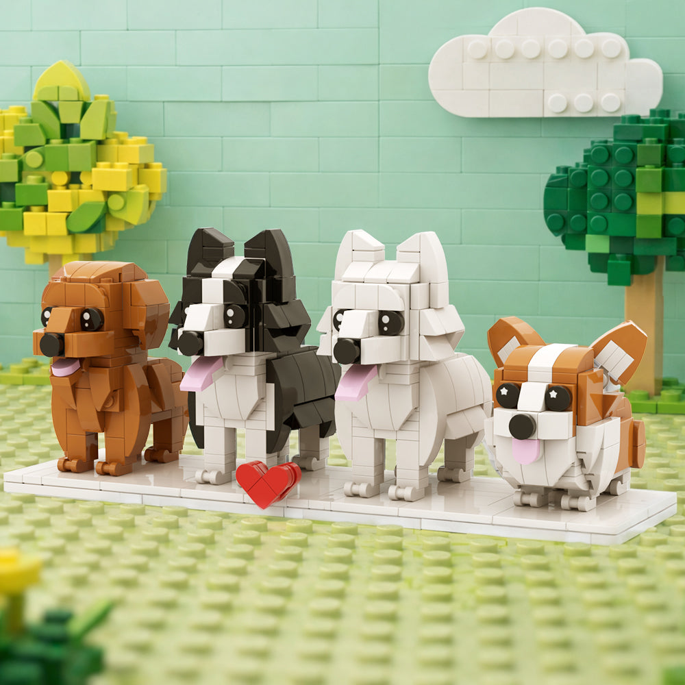 4 Custom Dog Brick Figures