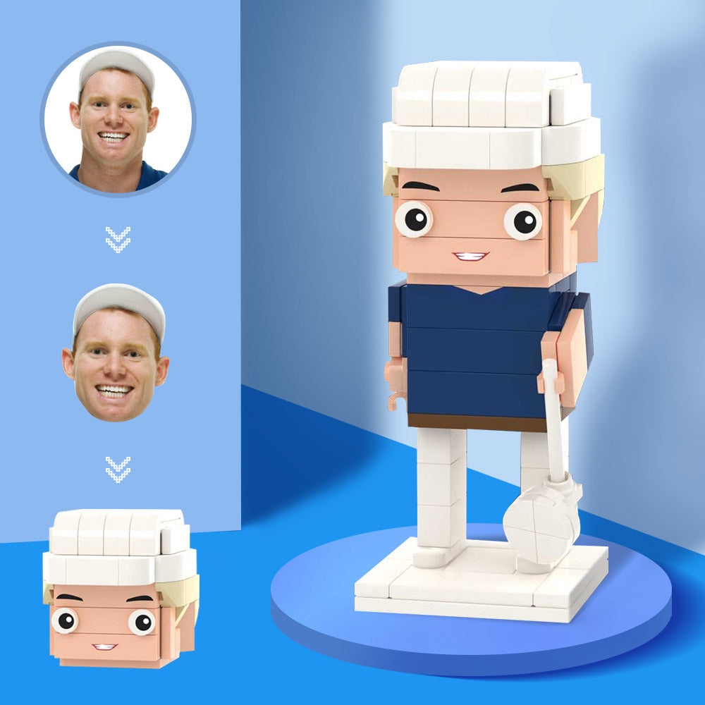 custom mini golfer figure, brick golfer gift for men, 