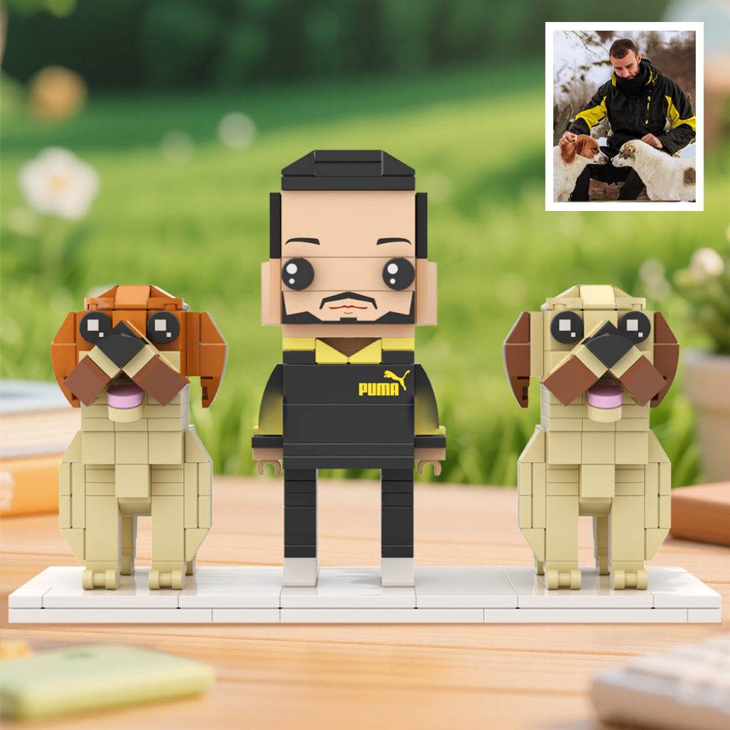 Custom Dog Gift for Owner – Personalized Mini Figure with 2 Dogs - Brick-You