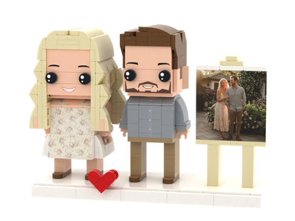 Custom brick figures with easel display stand