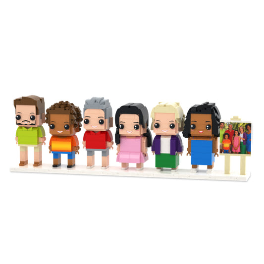 6-Person Custom Brick Figure Gift Set with Photo Easel
