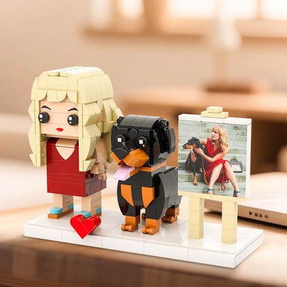 Best Pet Owner Gifts – Custom Mini Figure with Dog and Easel - Brick-You