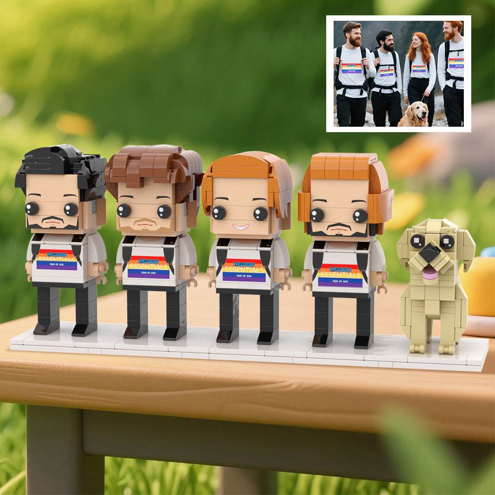 Personalized Dog Gifts for Humans – 4 People and 1 Dog Mini Figure Set - Brick-You