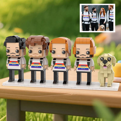 Personalized Dog Gifts for Humans – 4 People and 1 Dog Mini Figure Set - Brick-You