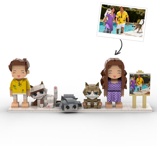 2 People and 3 Cats with Easel