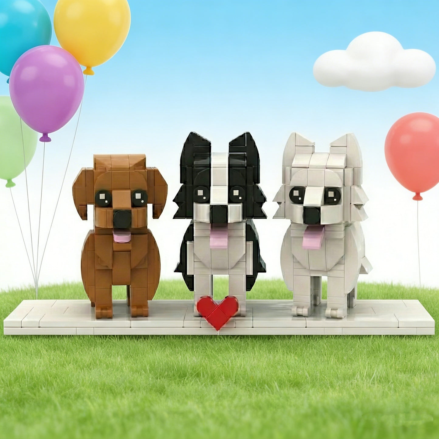 3 Custom Dog Brick Figures