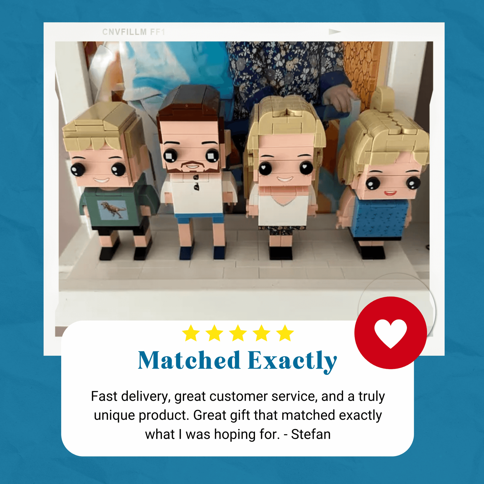Brick You review custom mini figures, lego pictures of people, 4 person brick set, 