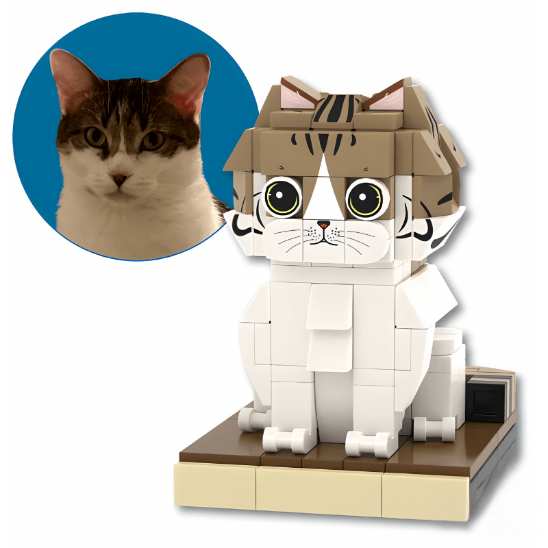 Custom Cat Brick Figure – Short-Haired Cat - Brick-You