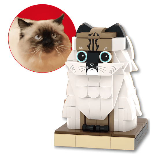 Custom Cat Brick Figure – Long-Haired Cat - Brick-You