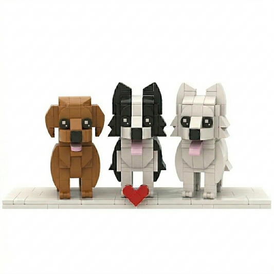 3 Custom Dog Brick Figures