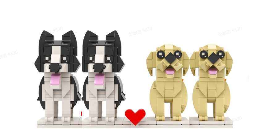 4 Custom Dog Brick Figures