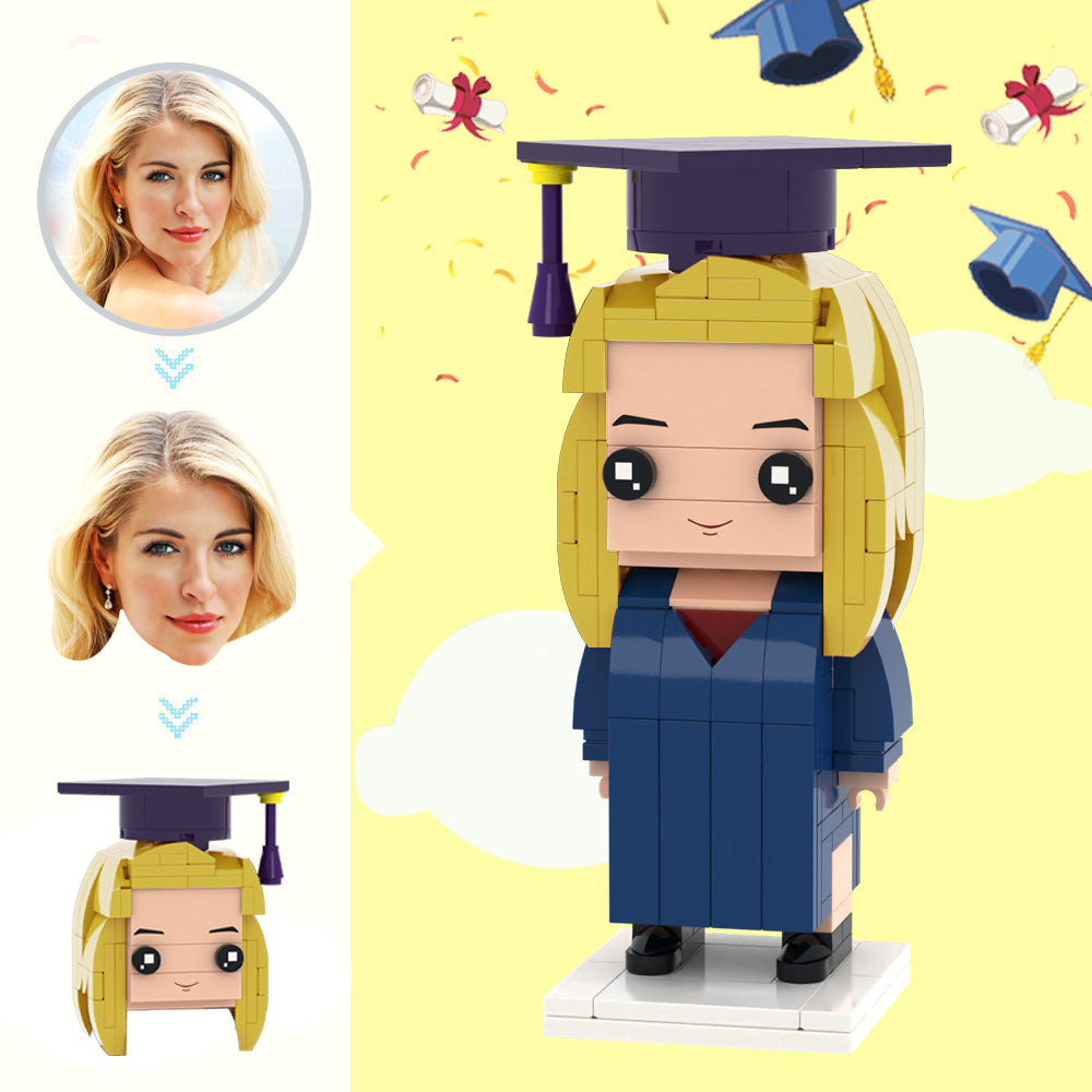 Graduation gift lego-style building block figure with customizable face 