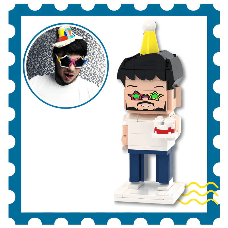 Personalized Birthday Set Gift – One Custom Brick Mini Figure - Brick-You
