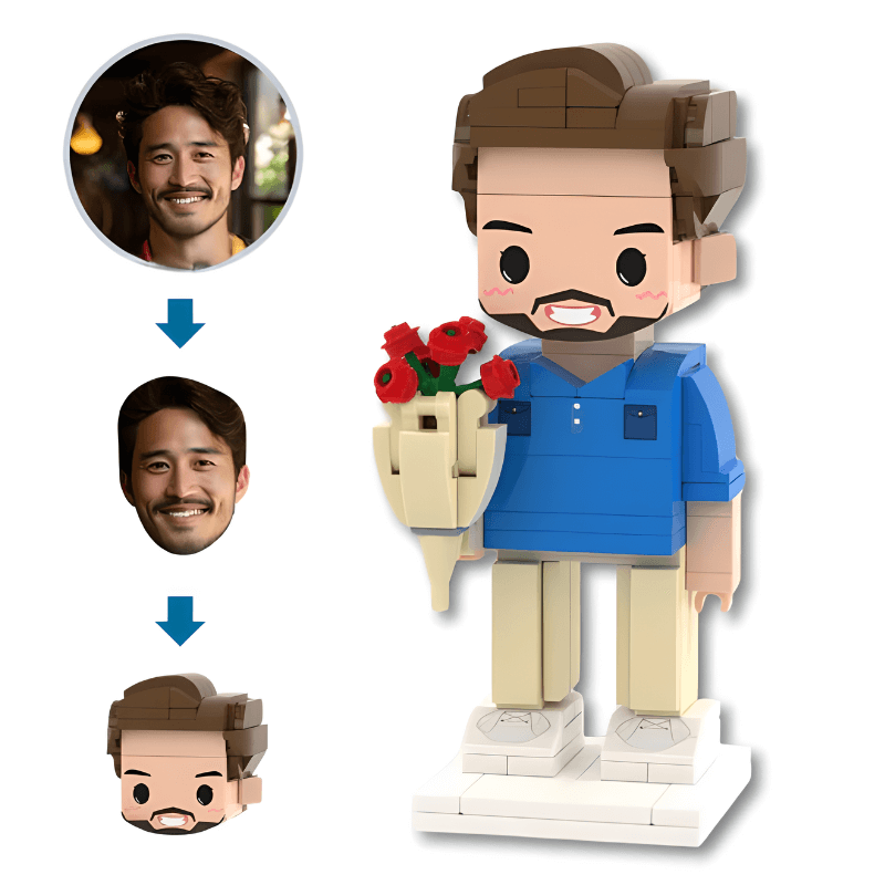 Style Your Brick – Male with Roses - Brick-You