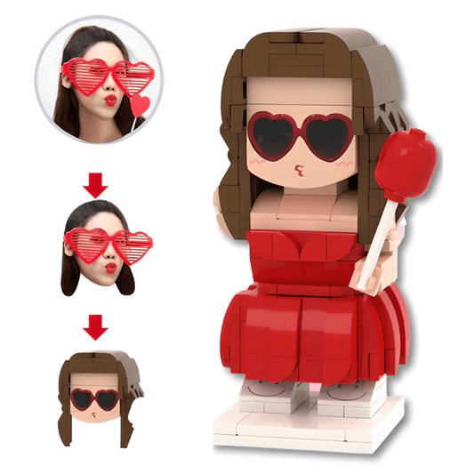 Style Your Brick – Red Dress & Lollipop Brick Figure - Brick-You