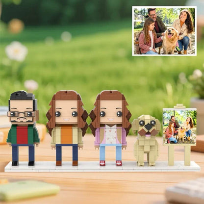 Personalized Pet Gifts for Dog Owners – Custom Dog and Family Mini Figures with Easel - Brick-You