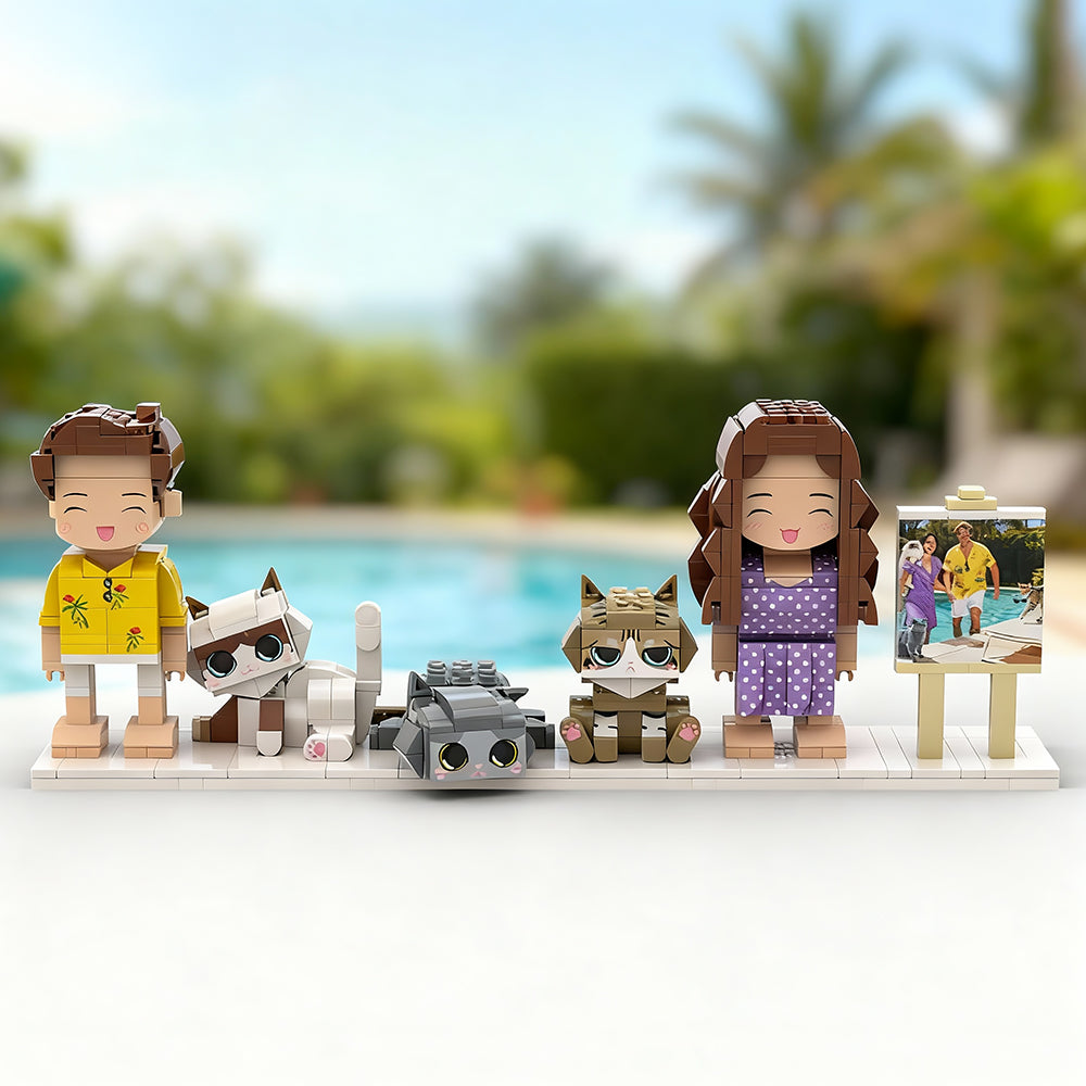 2 People and 3 Cats with Easel