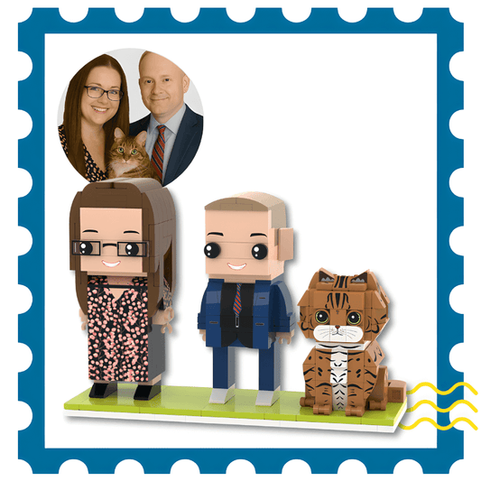 Cat Owner Gift – Two Custom Brick Figures with Cat