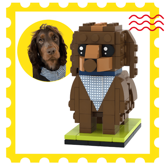 LEGO dog cocker spaniel custom brick figure with a real dog photo gift for dog owner
