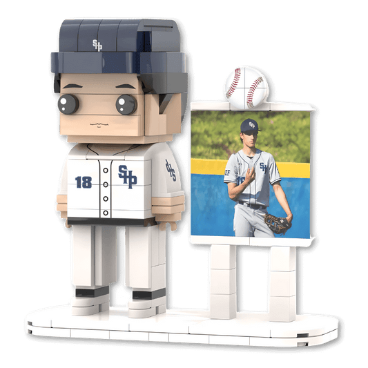 Custom mini figure of a baseball player with a inset photo,