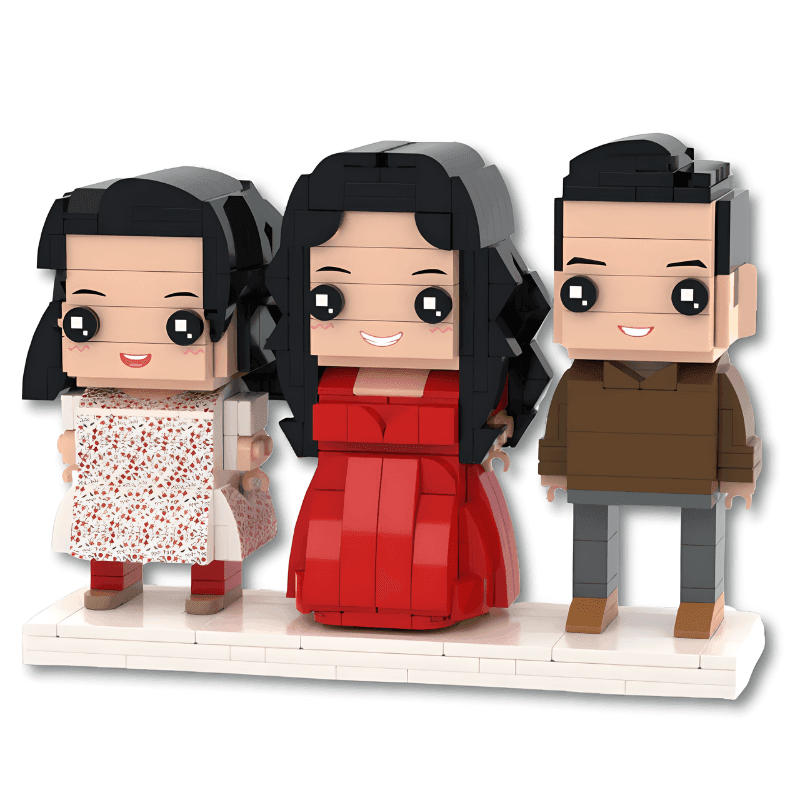 Family Figurines Personalized – 3 Person Custom Brick Mini Figure Set - Brick-You
