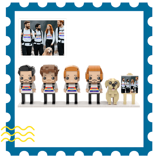 custom dog gift with mini figures of four people and a dog