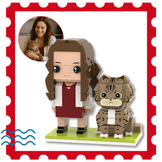 custom cat items – owner and cat mini figures from photo