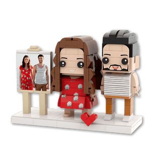 Custom Couple Gift – 2 People Brick Figures with Easel - Brick-You