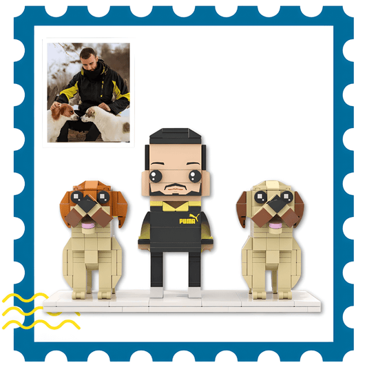 custom dog gift for owner – one person and two dog mini figures