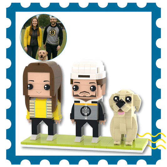 custom dog photo gift – couple and dog mini figure set