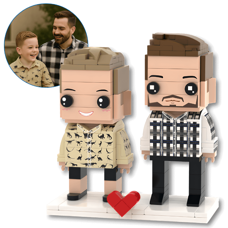 Custom Gift for Dad – Father and Child Custom Brick Figures - Brick-You