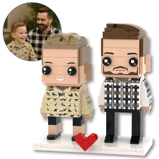 Custom Gift for Dad – Father and Child Custom Brick Figures - Brick-You