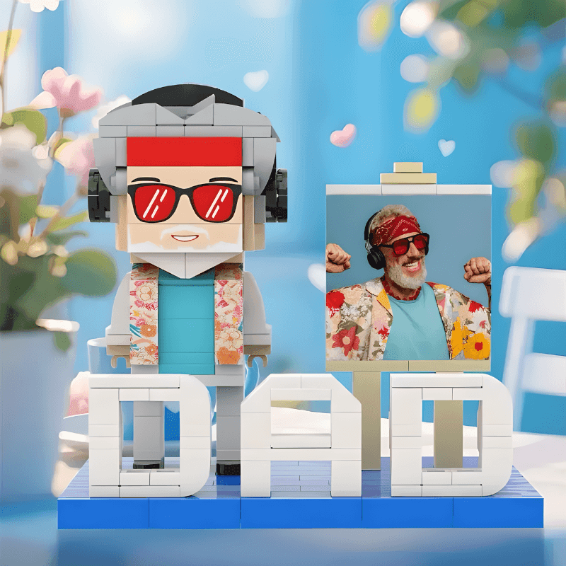 Custom Dad Mini Figure - Personalised Dad Brick Display - Brick-You