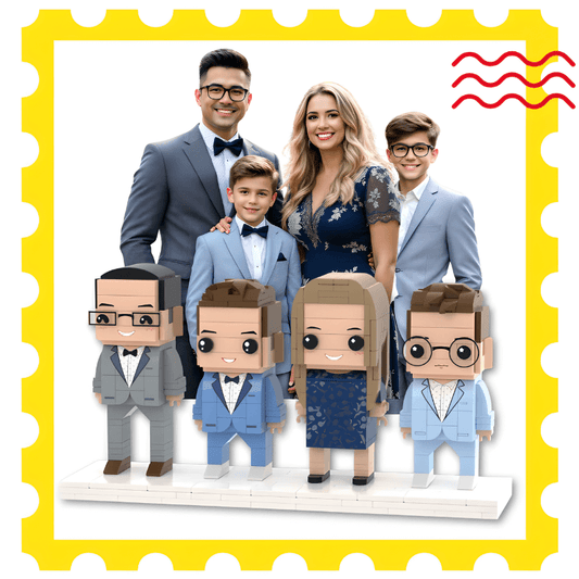 custom mini figures lego pictures of people, 4 person brick set, 