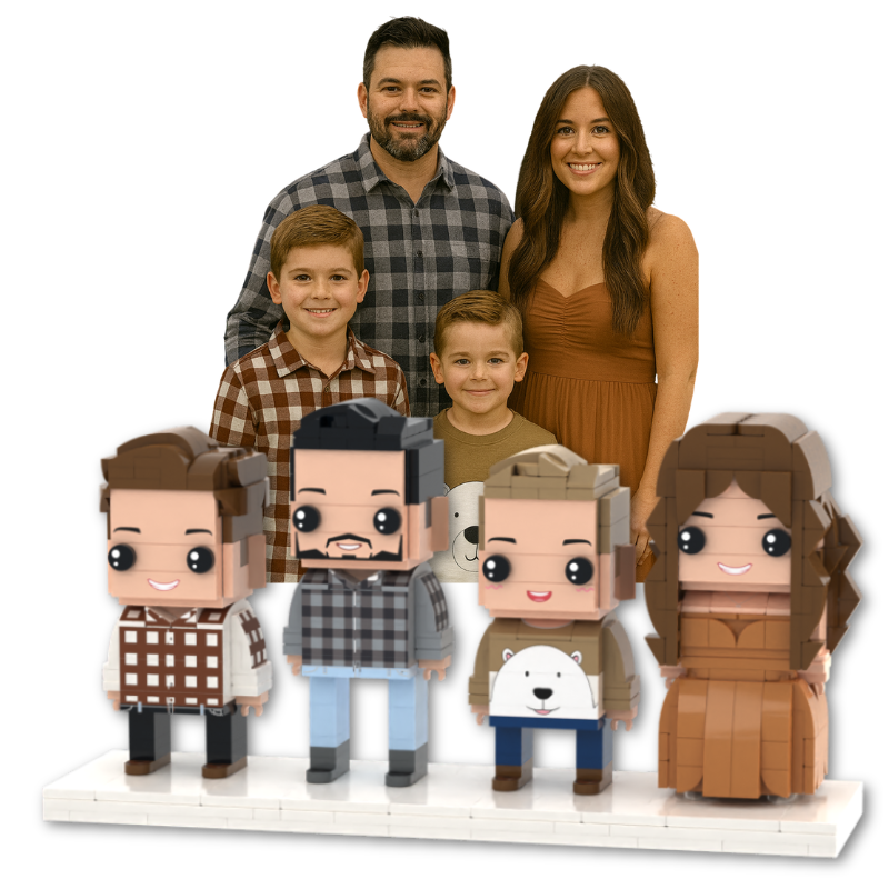 4-Person Custom Mini Figures – Brick People From Your Pictures - Brick-You