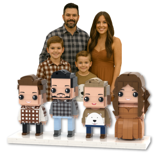 4-Person Custom Mini Figures – Brick People From Your Pictures - Brick-You