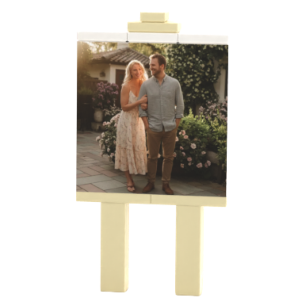 Easel display stand for custom brick figures