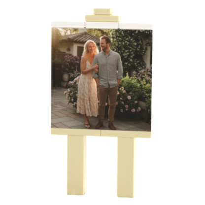 Easel display stand for custom brick figures