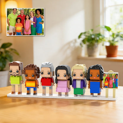 6-Person Custom Brick Figure Gift Set with Photo Easel